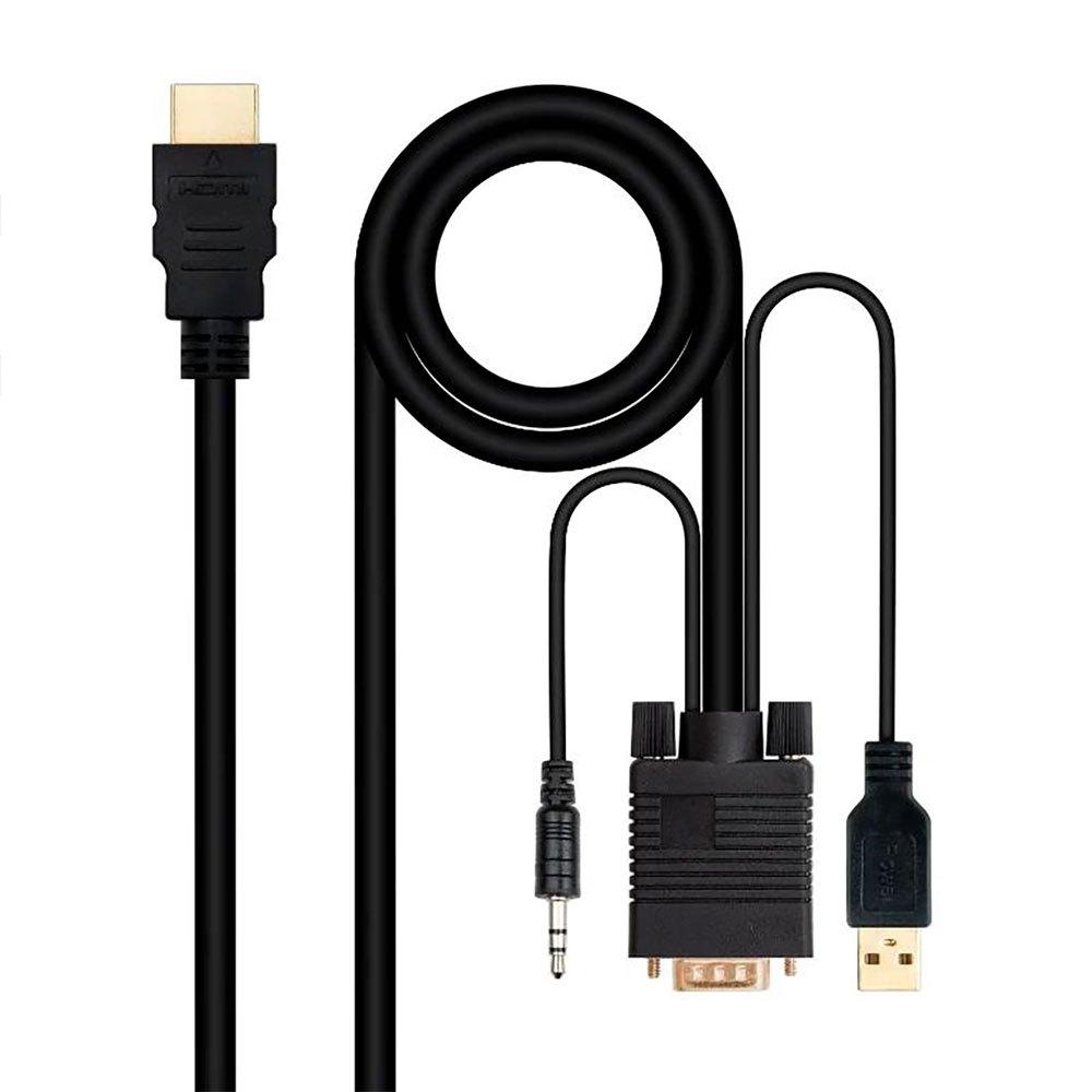 Adaptors | 10.15.4350 1.8 m HDMI To VGA/JACK/USB Converter Black Adaptors Adaptors