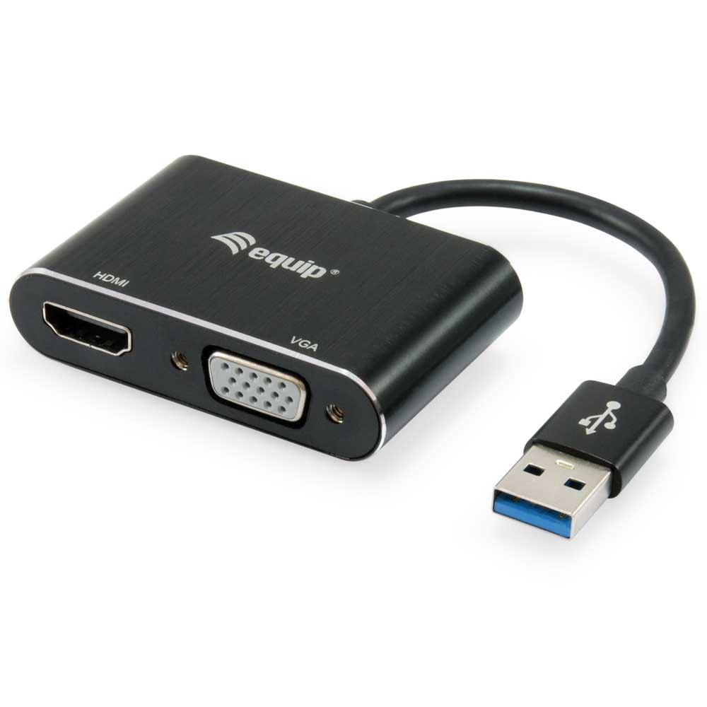 Adaptors | 133386 USB 3.0 To VGA/HDMI M/F Adapter Black Adaptors Adaptors