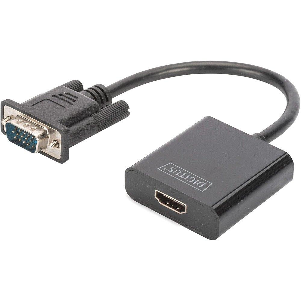 Adaptors | VGA To HDMI Converter And Audio Full HD 15 cm Adapter Black Adaptors Adaptors