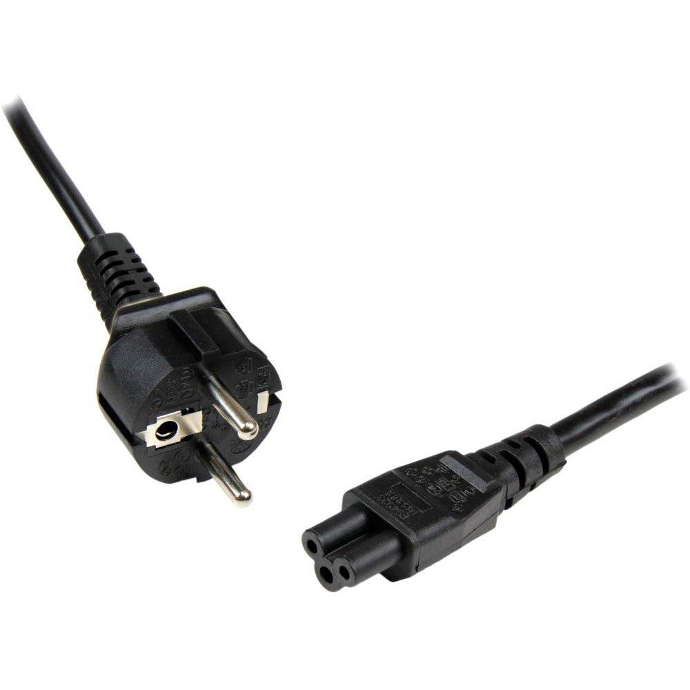 Electrical Power Cables | 2m C5 Laptop Power Cord-Schuko CEE7 Black Cables Black