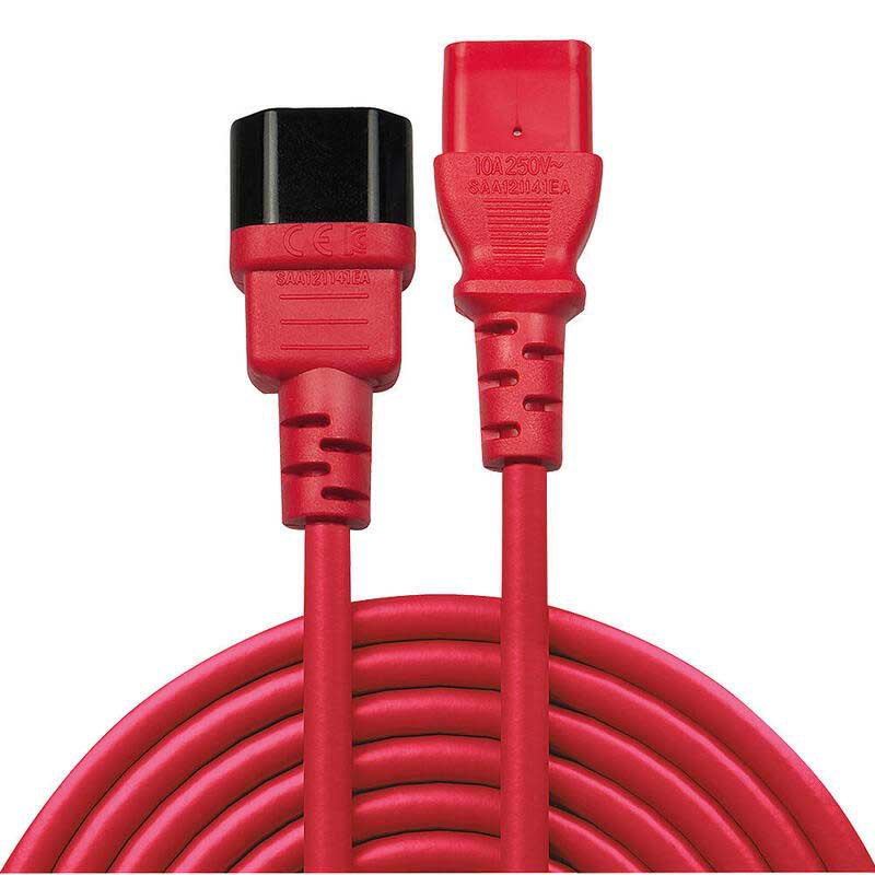 Electrical Power Cables | C14 To C13 Extension Power Cord 0.5 m Red Cables Electrical Power Cables