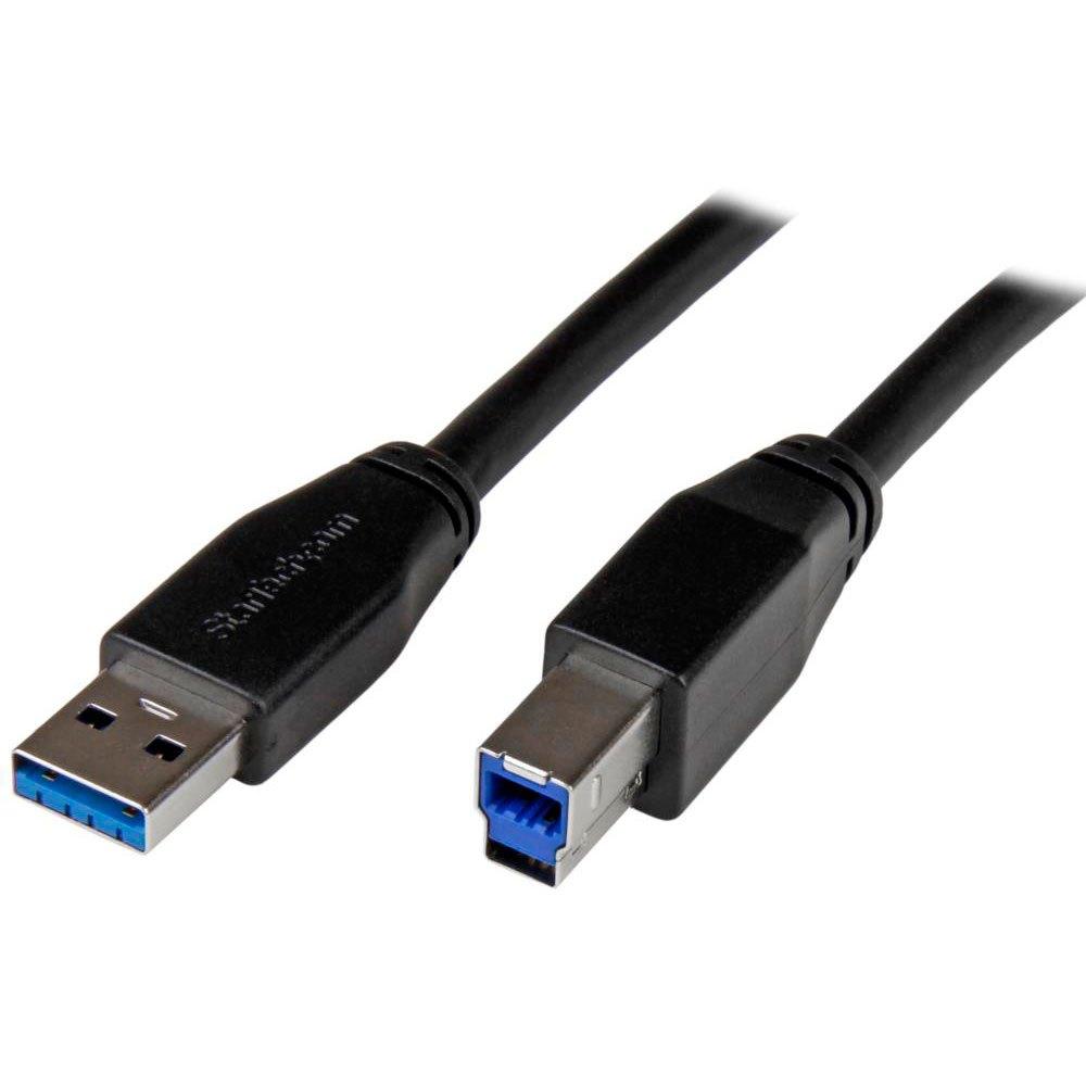 USB Cables | Active USB 3.0 USB-A to USB-B Cable 10m Black Cables Black